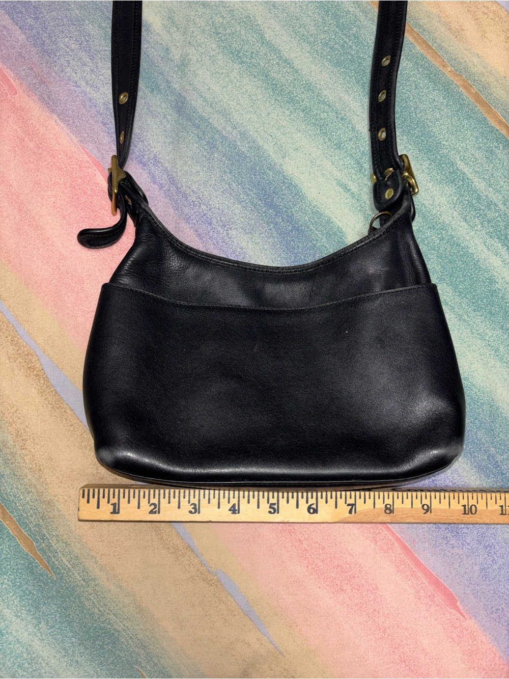 Vintage Coach 9136 Legacy Small Zip black brass leather hangtag adjustable - Picture 5 of 7